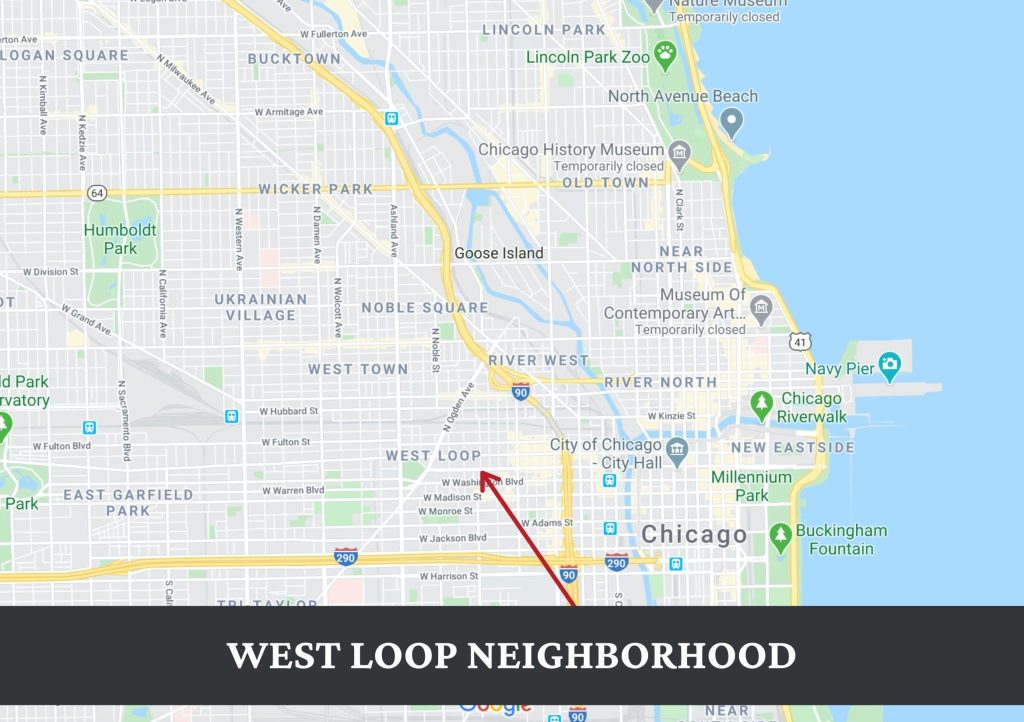 A map of where Chicago's West Loop neighborhood is located