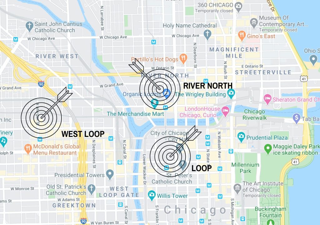 A map of the neighborhoods around Chicago's West Loop 