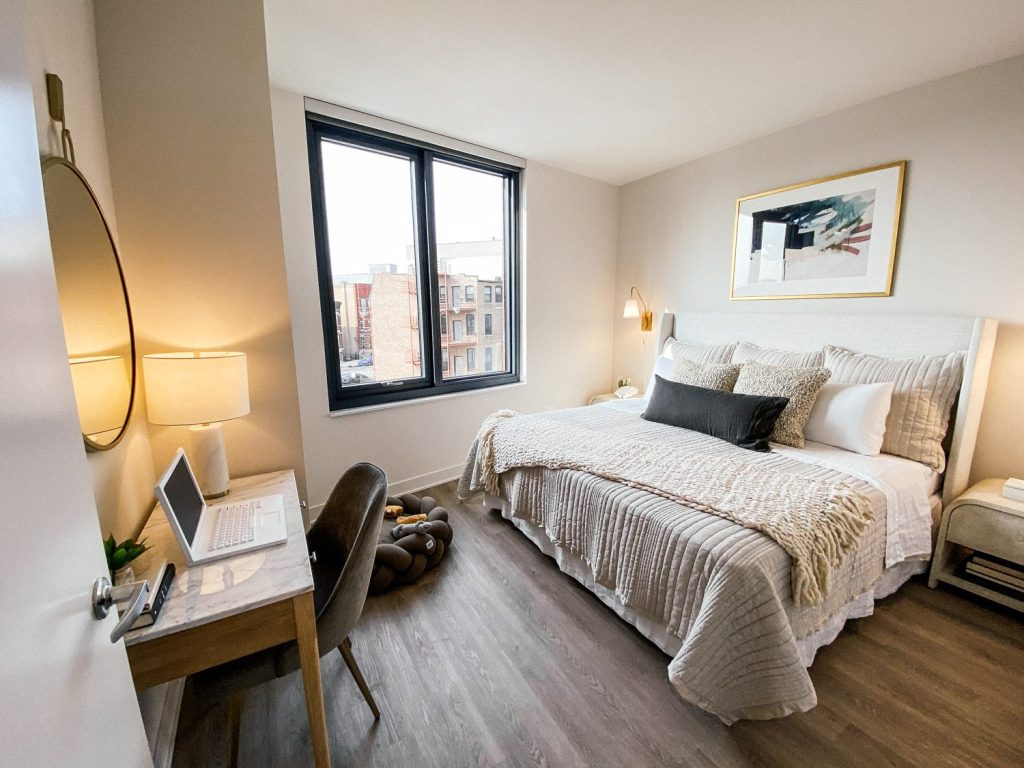 A one-bedroom apartment at Westerly luxury apartments in downtown Chicago